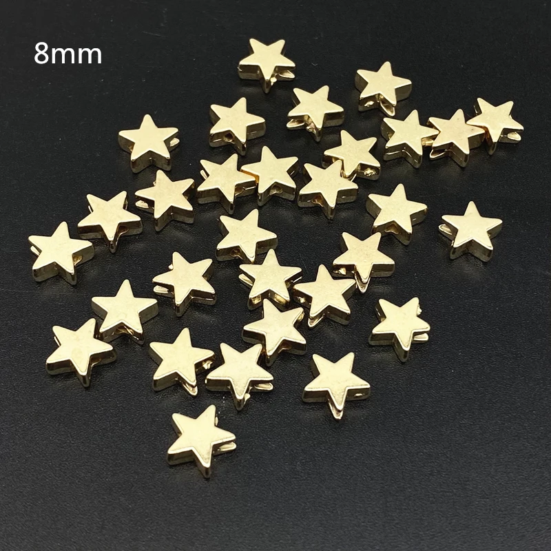 50Pcs/lot about 8mm Star Love Heart Gold Color Loose Spacer CCB Acrylic Beads DIY Jewelry Making Findings Charm 