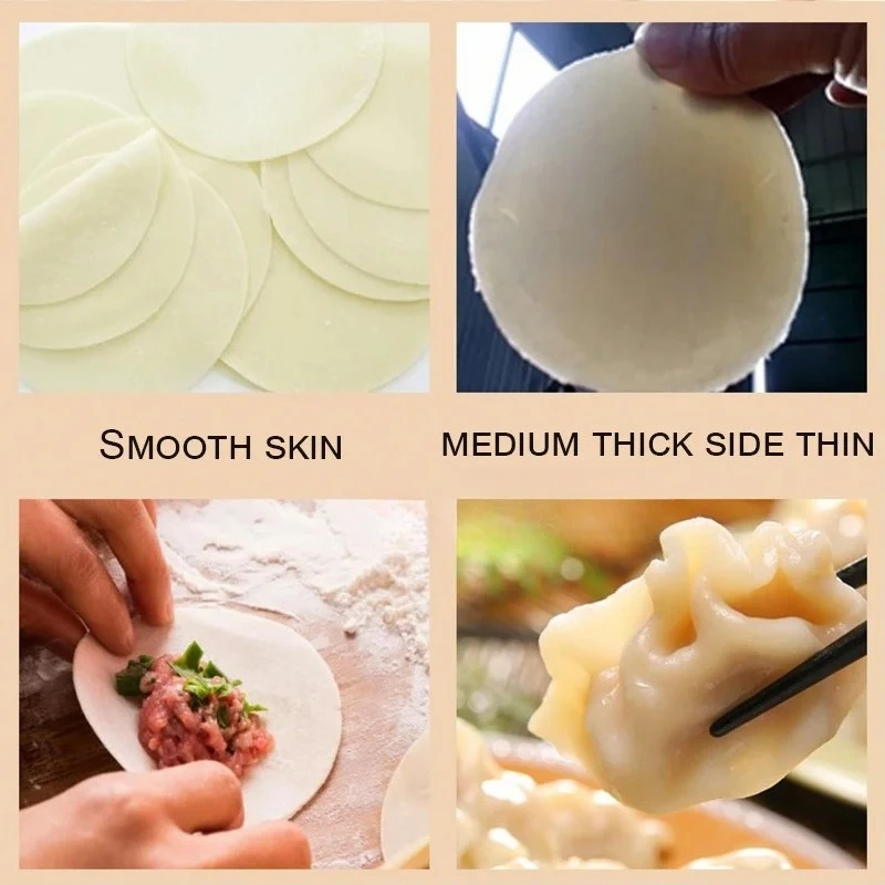 Electric Automatic Dumpling Wrapper Wonton Skin Machine Dough Rolling Press Commercial Round Square Dumpling Skin Maker