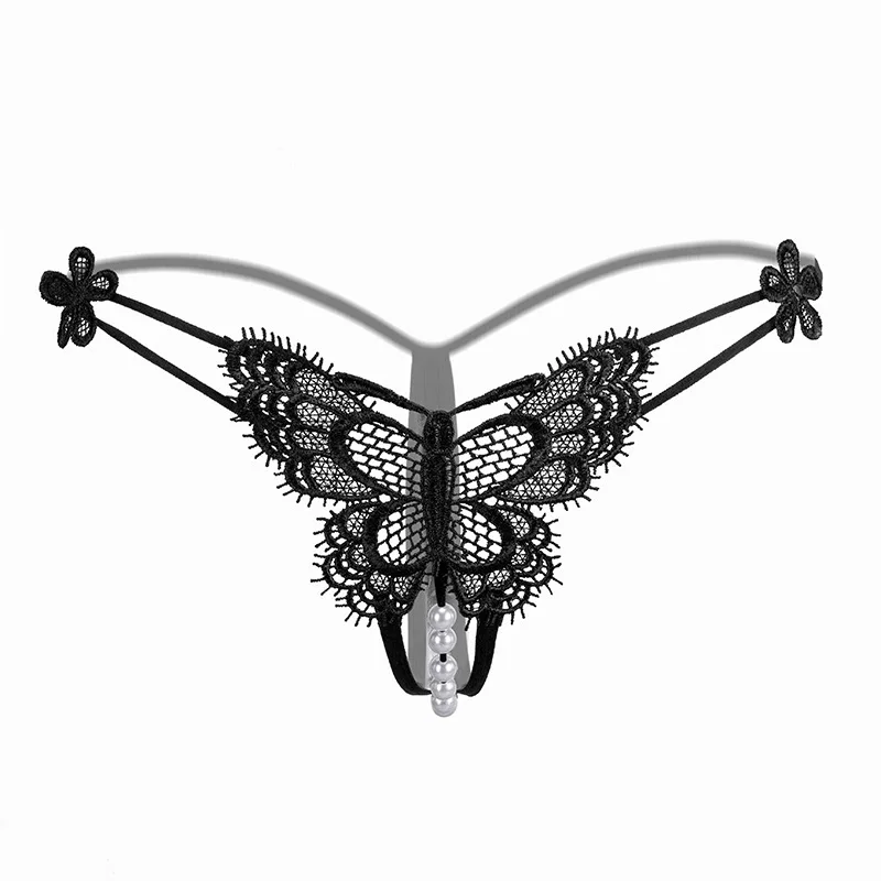 Exotic Low Waist Embroidery Transparent Thongs For Women Micro Pearl Female Panties Open Crotch Sexy Underwear Lady String Tanga