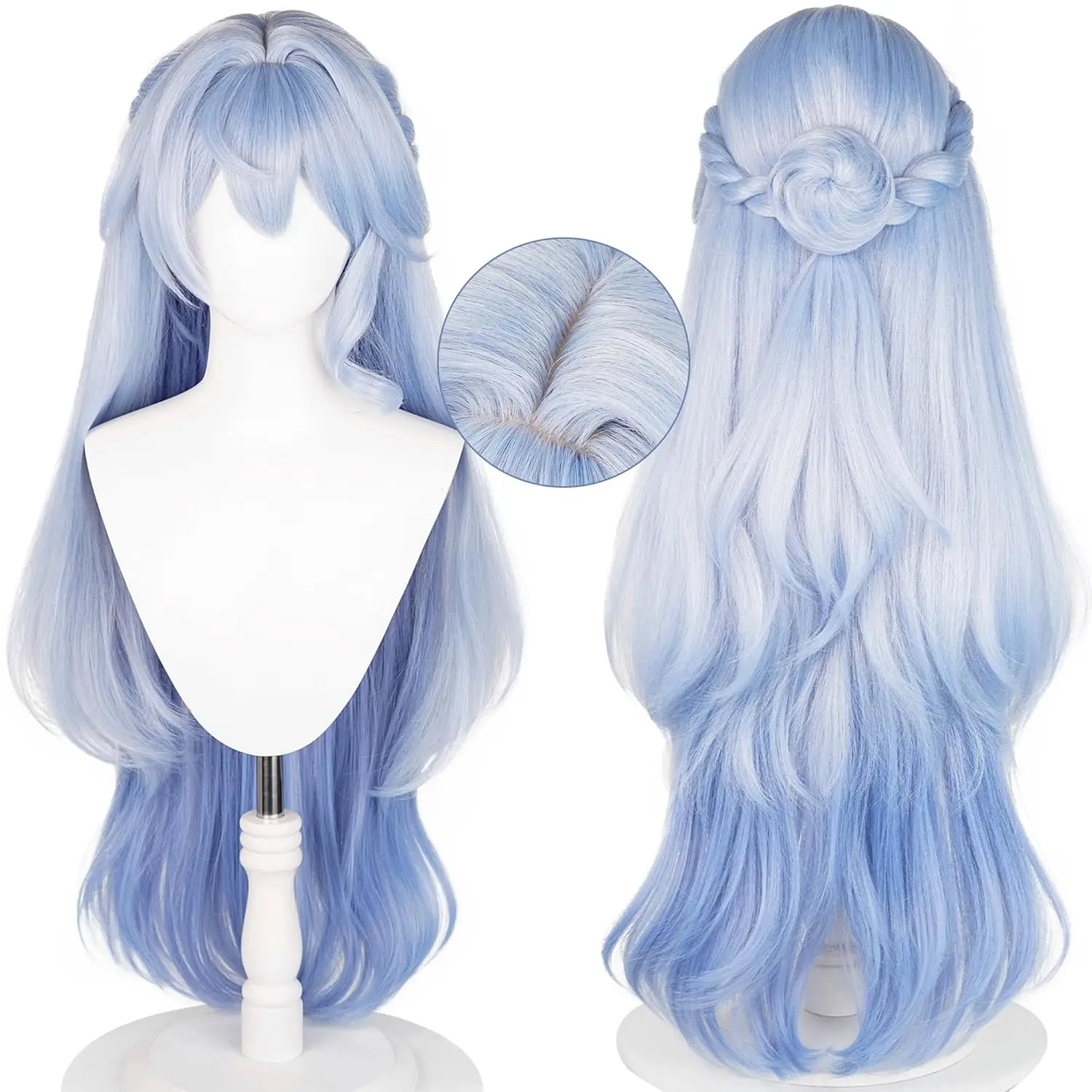 

Anime HSR Robin Wigs Blue Wigs Anime Long Blue Gradient Cosplay Role Play Wigs with Bangs for Halloween