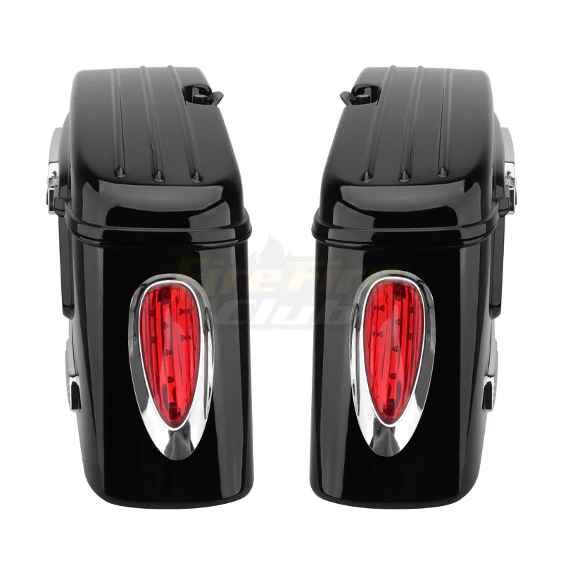 Motorcycle LED Saddlebags Side Box Universal Motorbike Tool ABS Plastic Hard Saddle Bags For Harley/Kawasaki/Honda/Suzuki/Yamaha