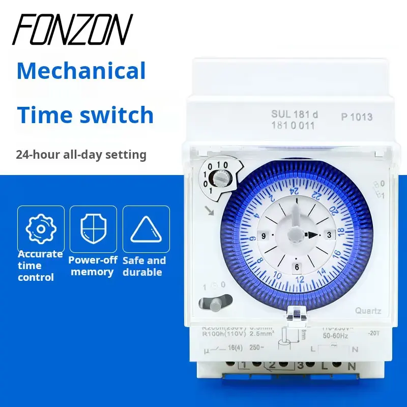 SUL181D 181H 110-230V Din Rail mechanical timer relay Electrically programmable 24 hour time switch for 15 minutes 96 times