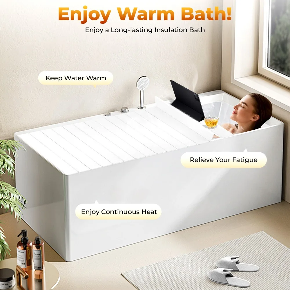 Foldable Bathtub Cover Dustproof Waterproof Dust Board Insulation Bathtub Tray Storage Insulation Board PVC Bath Boards