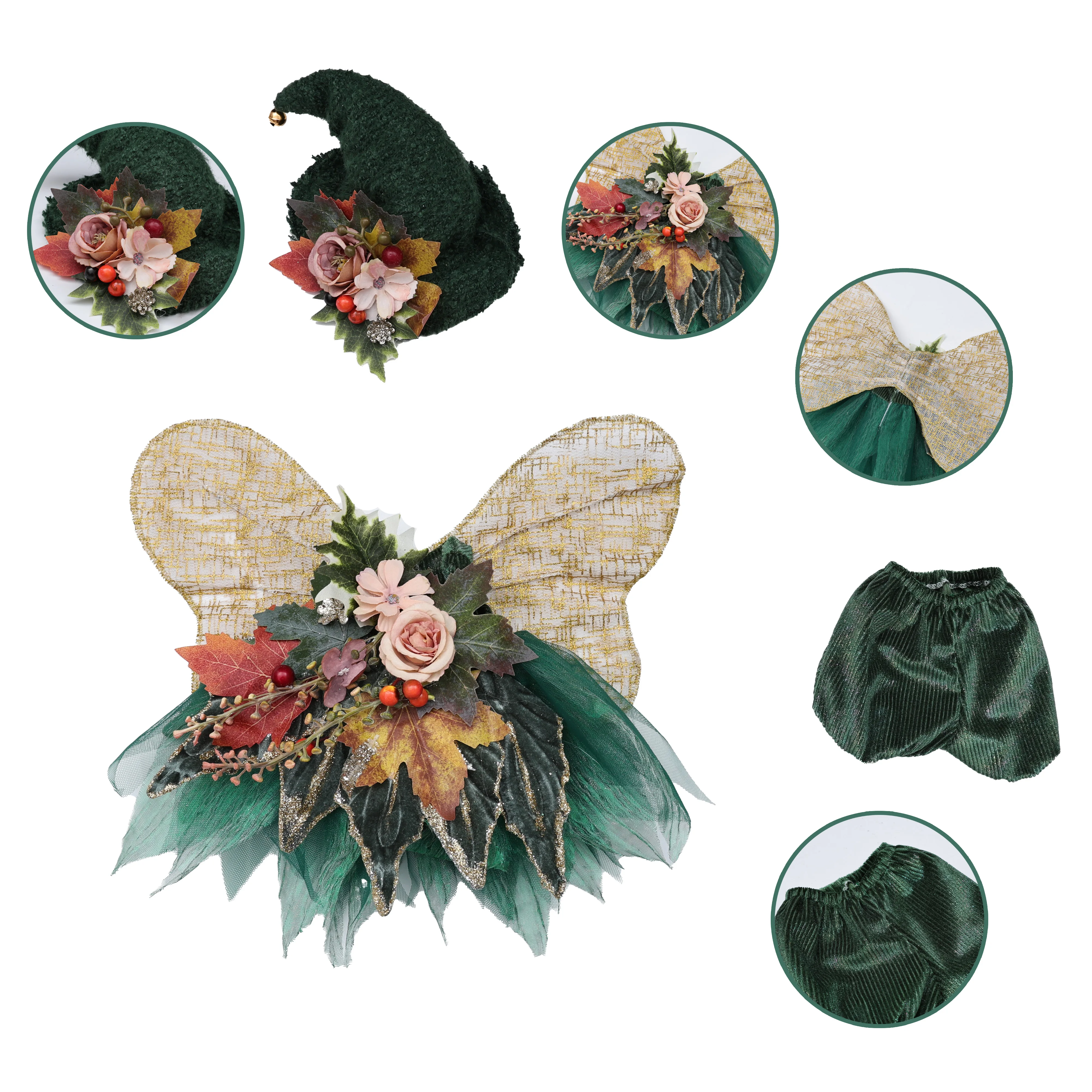 

Cloveray Elf Fairy Doll Clothes Set Handmade Design Suitable 16-Inch Dolls Dressing up Rural Style Victorian Style Accessories