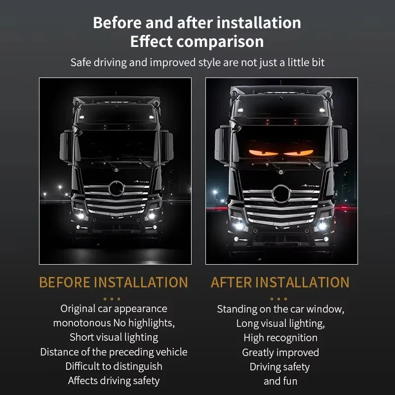 Large Screen Truck Car Devil Eye Light Decoration Board Windshield Animation Display Remote Control Led Ambient Lights 12V 24V