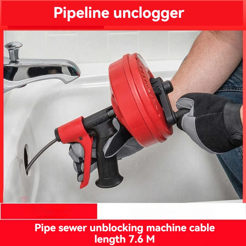 

Emergency Pipe Snake Kit - Manual/Drill-Powered 25FT Cleaner for Hair/Grease Blockages in Bathroom & Kitchen Drains