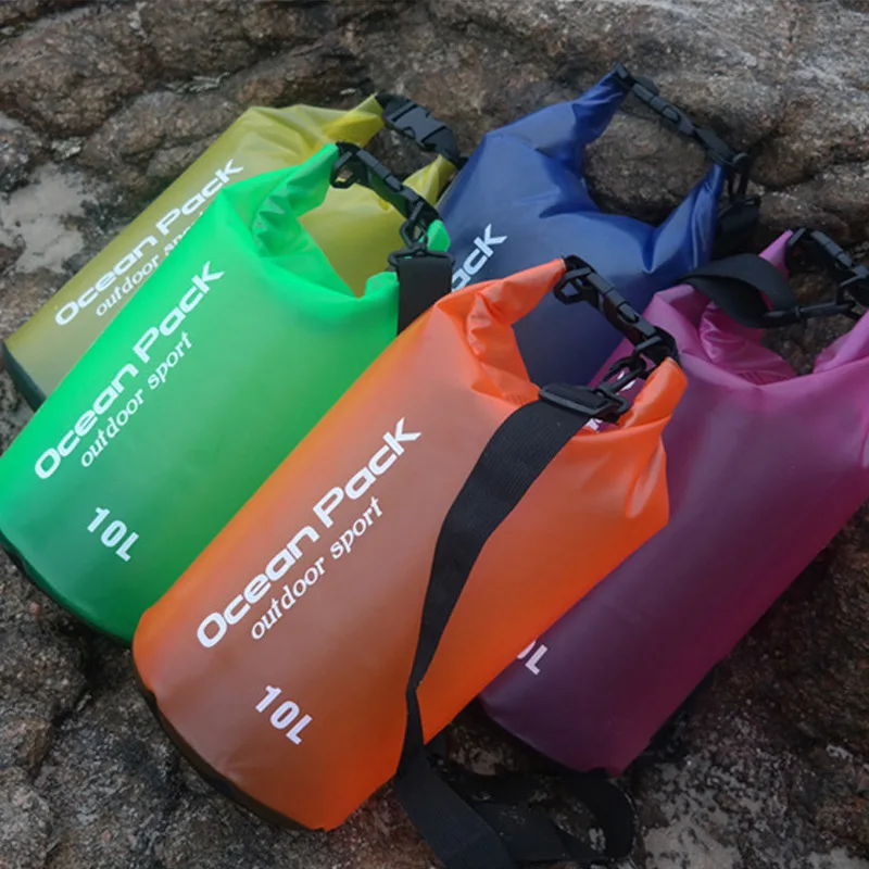 Foldable Translucent PVC Waterproof Bucket Bag - Outdoor Drifting Swimming Beach Pouch