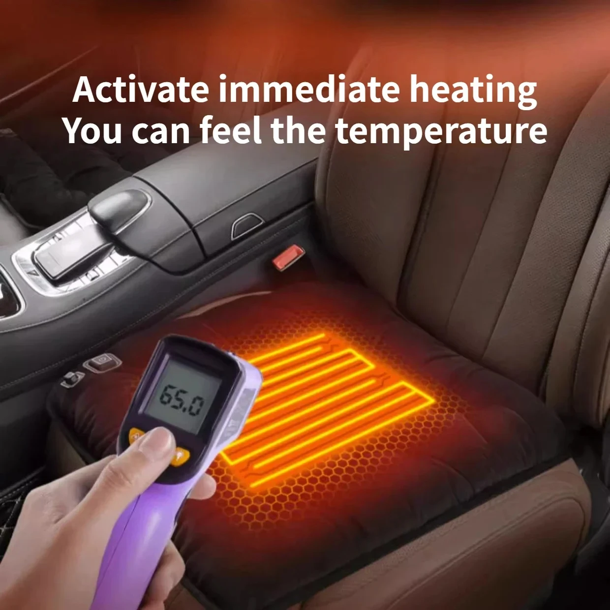 Car Heated Seat Cushion Graphene Winter Plush Seat Cushion 12V Car Universal USB Electric Heating Single-chip Pad Accessories