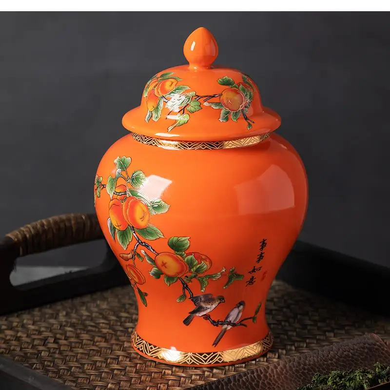 

Ceramic Ginger Pot, Tea Jar with Lid, Food Sealed Pot,tea Storage，Coffee Container，Household Decoration，Tea Set Accessories