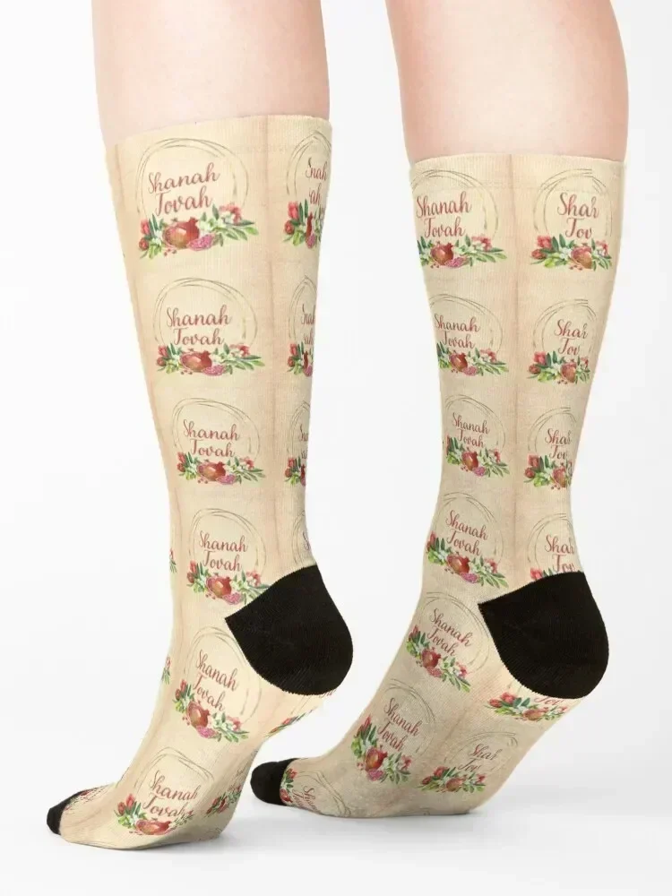 Rosh Hashanah Shanah Tovah deseos con calcetines de granada puntera deportes moda japonesa lotes moda niño calcetines mujer