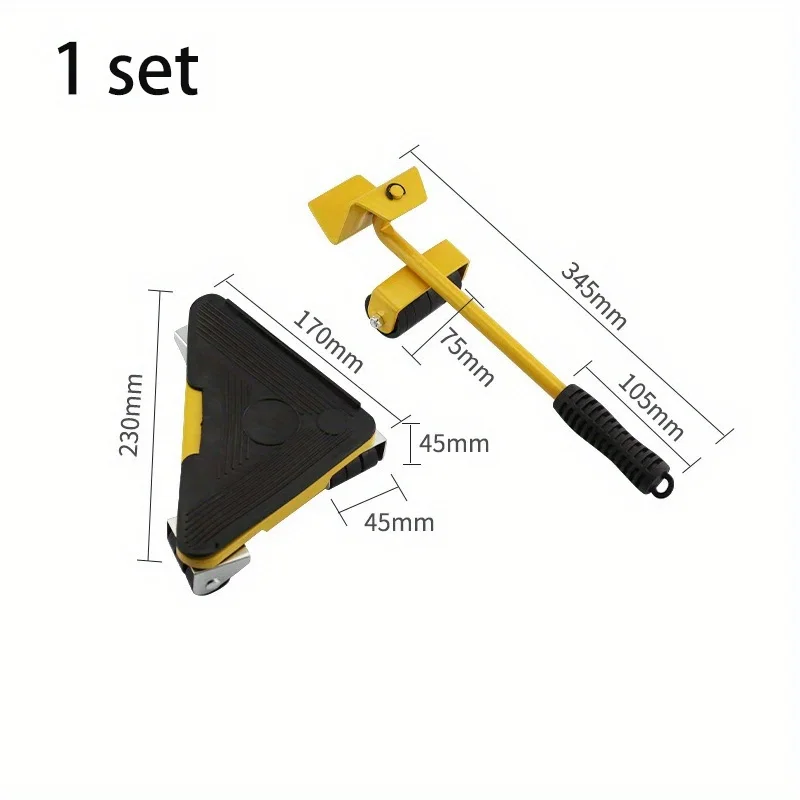 5 Pcs/set Heavy Duty Furniture Lift Transportation Tools Furniture Mover Set 4 Mobile Rollers Bar Lift Furniture