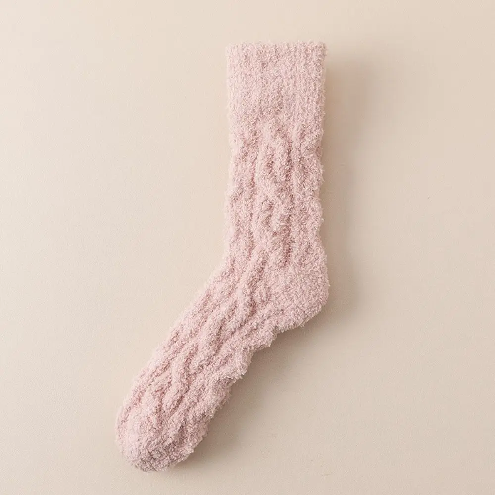 

Утолщенные зимние бархатные носки кораллового цвета, теплые мягкие хлопковые носки, однотонные пушистые женские носки-тапочки