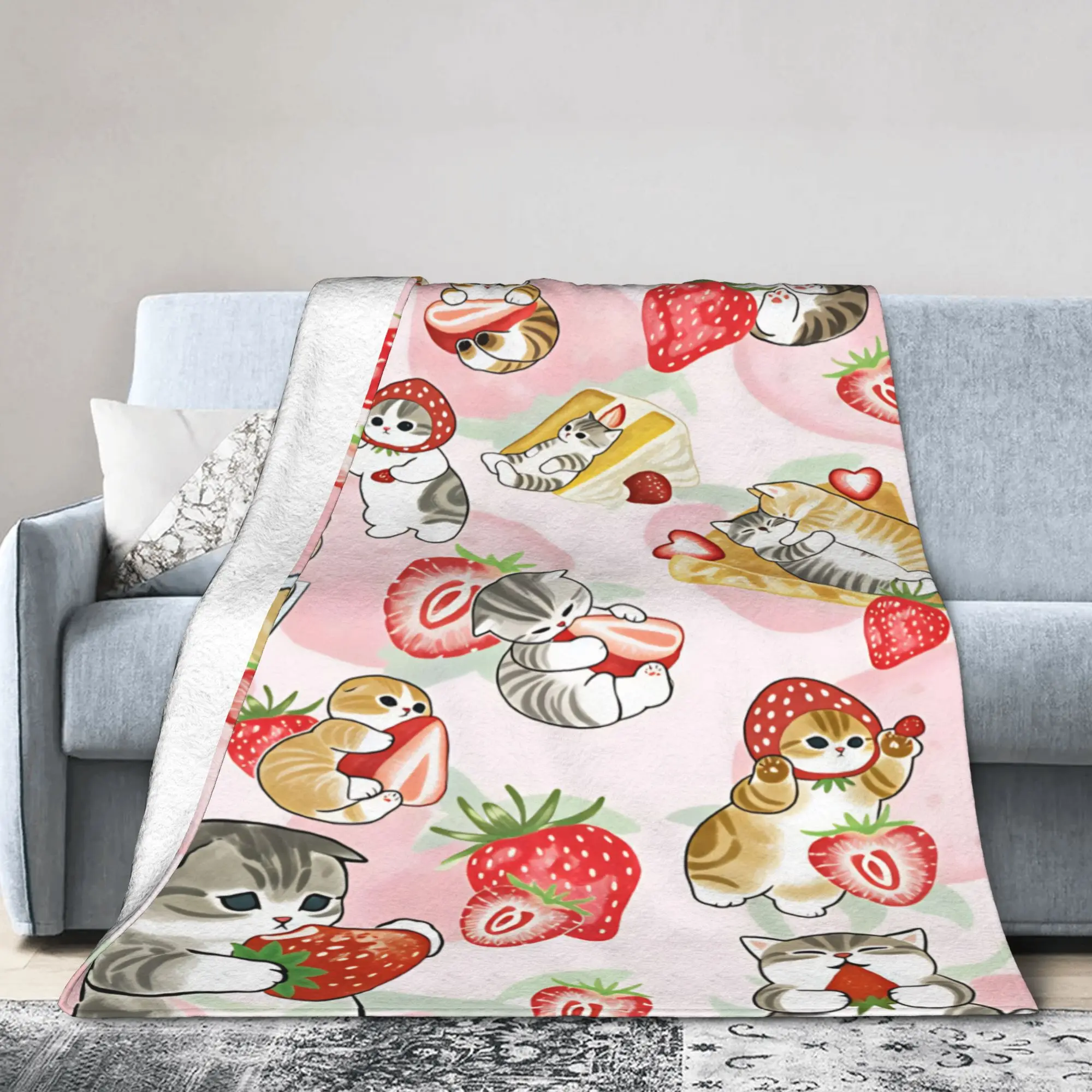 Mofusand Japanese Shark Cat  Blankets Quality Warm Cozy  Throw Blanket Autumn Picnic Chair Sofa Bed Graphic Bedspread