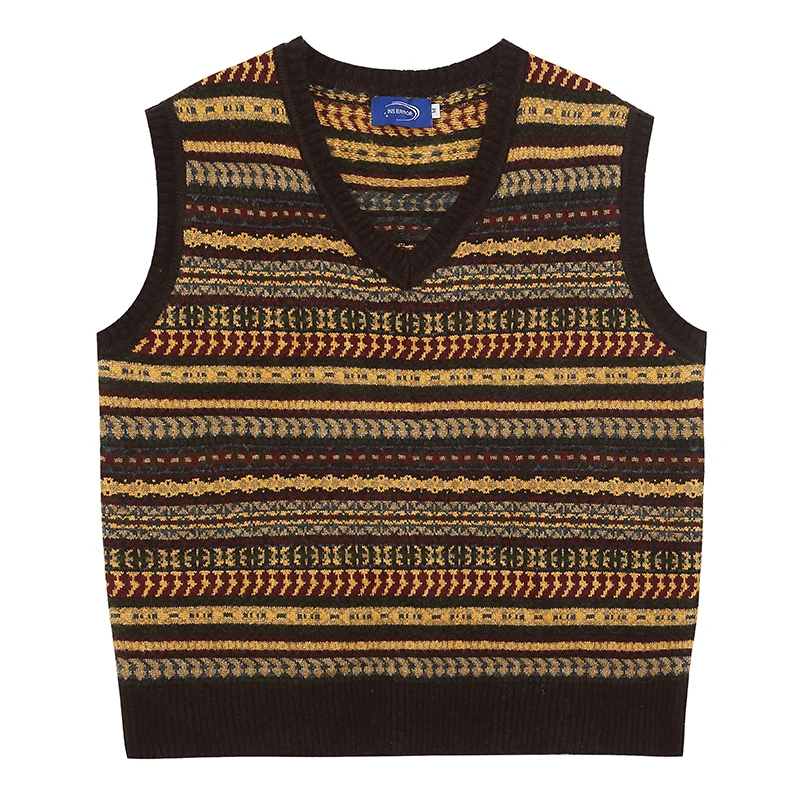 

Мужской вязаный свитер в стиле ретро, жилет, винтажный пуловер без рукавов с узором Fair Isle, повседневный теплый зимне-осенний топ на бретелях, одежда