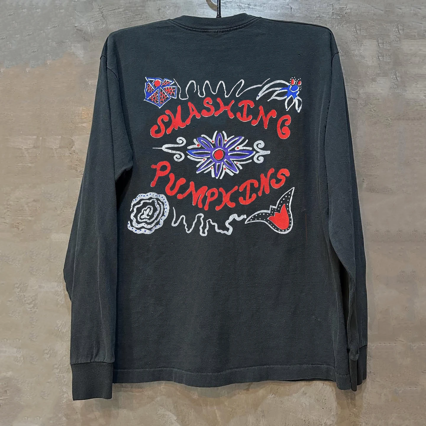 Smashing Pumpkins Oversized Long Sleeve T-Shirt round Neck American Style Cotton Casual Top for Youth Men Women