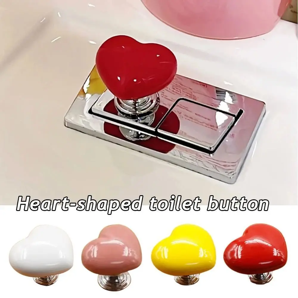 2pcs Nail Protector Toilet Press Love Heart Shaped Toilet Button Colorful Water Press Flush Button Bathing Room Decor