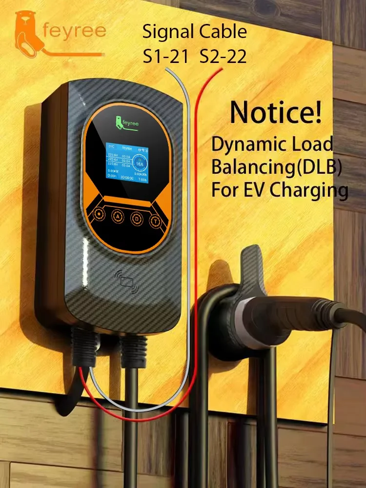 Feyree EV-Ladegerät Typ2 Kabel 32A 7,6KW Dynamische Lastverteilung EVSE Wallbox APP-Funktion 11KW 22KW Ladestation für Elektroautos