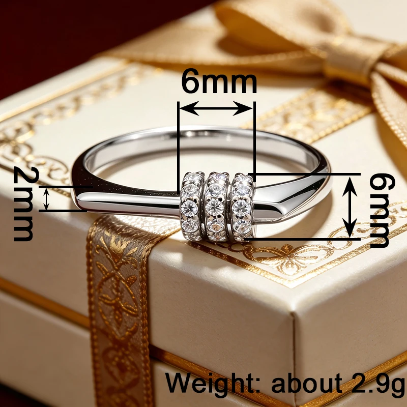 Huitan Mehrreihige Kubische Zirkonia Geometrische Ringe für Frauen Silberfarben/Goldfarben Minimalistischer Statement-Schmuck für Alltag und Party 2026 – Detail 1