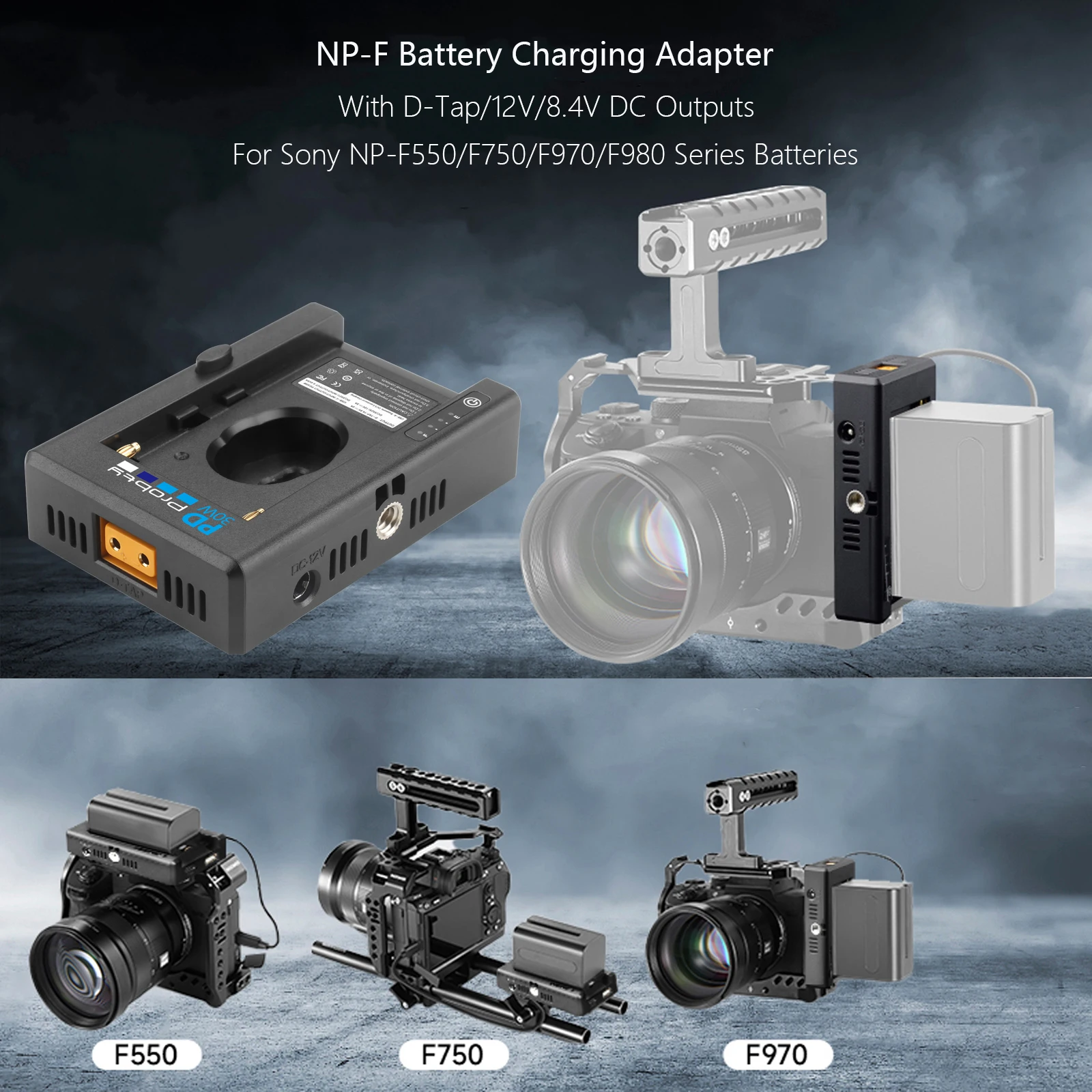 NP-F محول البطارية جبل لوحة ث منفذ USB-C PD30W ومخرجات تيار مستمر مزدوجة لسوني NP-F970 NP-F550 NP-F770 BMPCC 4K 6K Pro