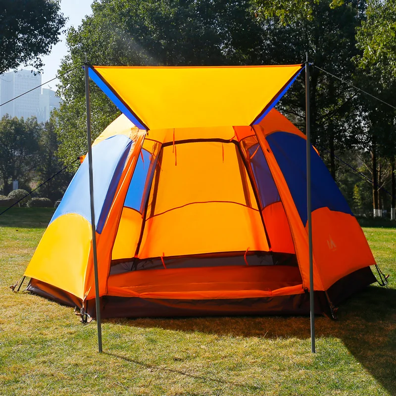 Outdoor Camping Climbing 3-5 People Automatic Quick Open Hexagonal Tent Double Layer Thickened Rainproof Ventilate Hall Design