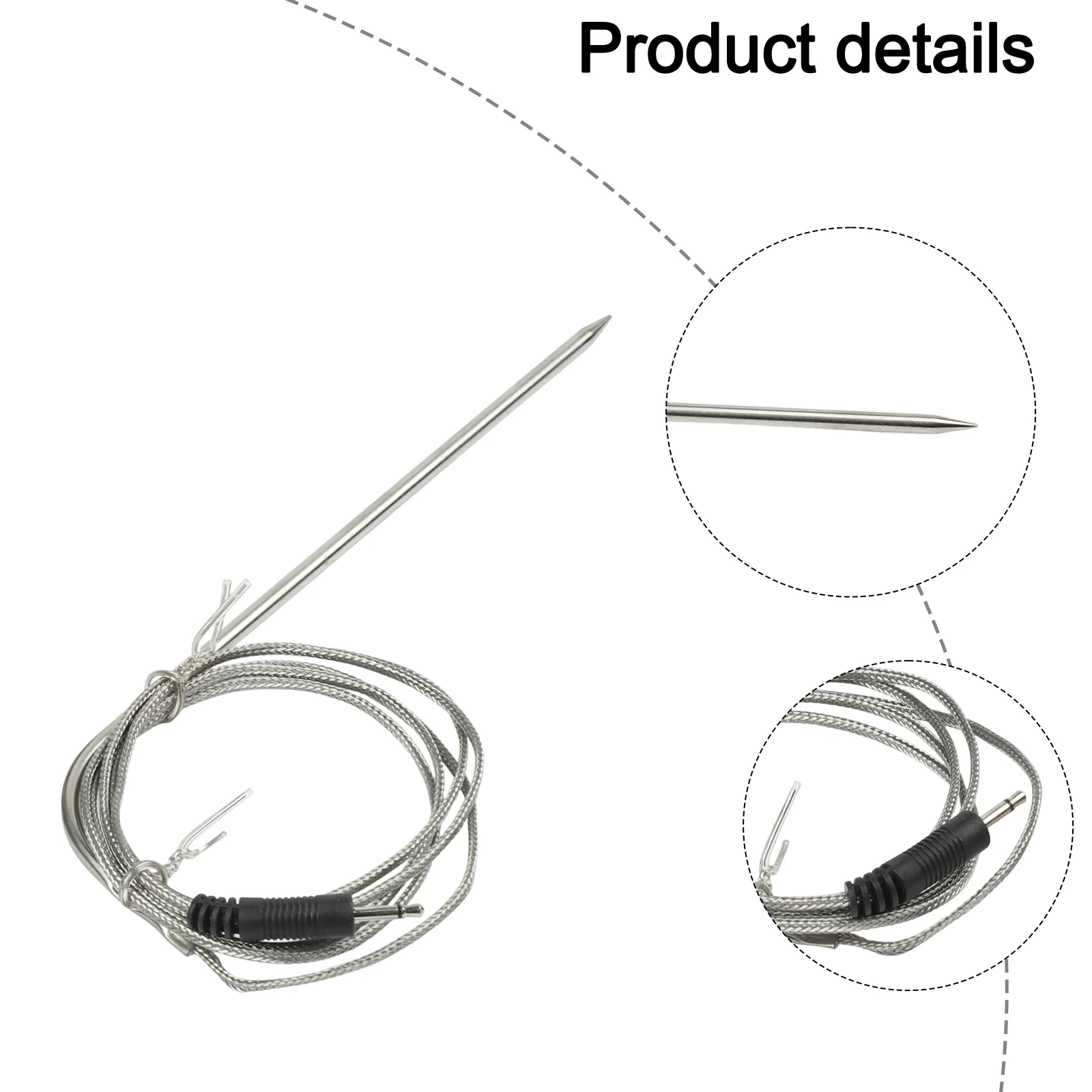 Replacement Set of 3 Temperature Probes for BBQ Thermometer with DC2 5 Connector Suitable for Various Cooking Applications