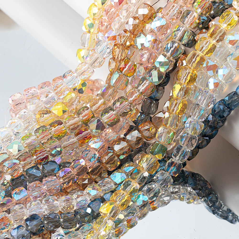 

75-120pcs Crystal Glass Square Beads Rondelle Faceted Loose Spacer Round Beads for Jewelry Making DIY Necklaces Bracelet