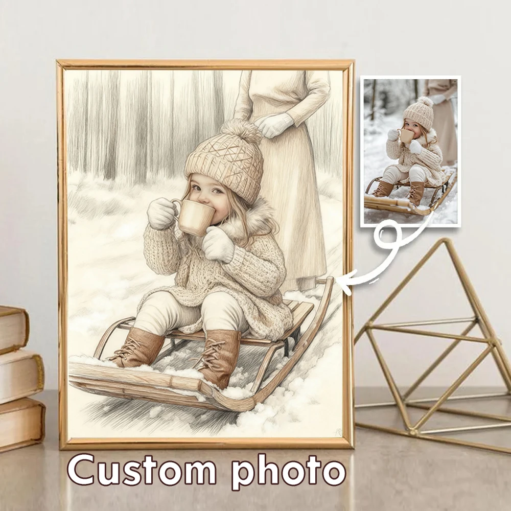 Personalized Custom Color Lead Painting Style Canvas Printing Poster Portrait Photo Art Printing Decorative Gift Frameless