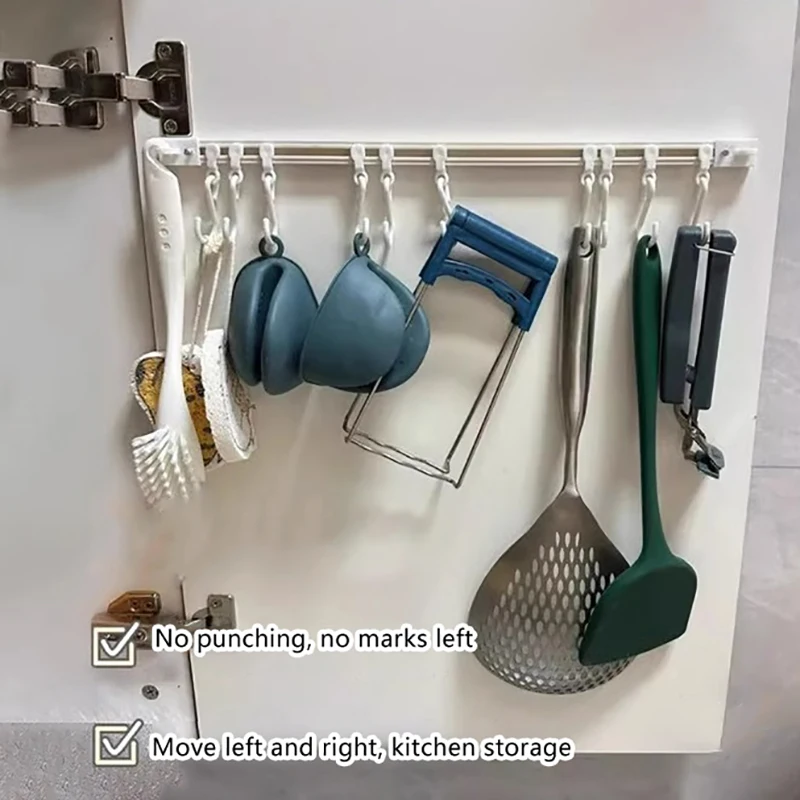 1 Set Veelzijdige Draagbare Glijhaken Keukengerei Rek Slaapkamer Wandrek Ruimtebesparende Keuken Muurhaken Pan Pot Hangers