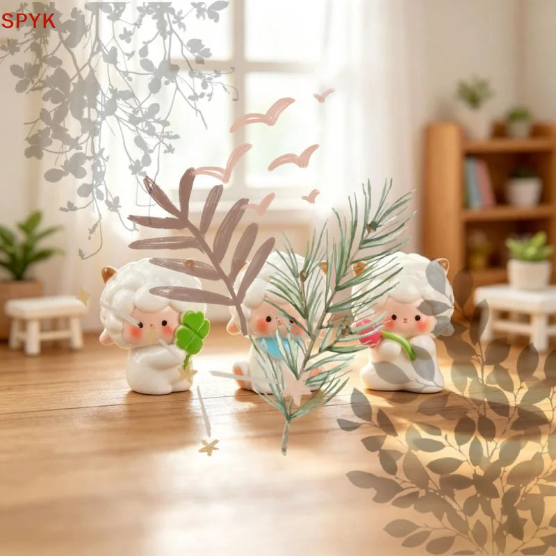 2027 The Year Of The Goat Figurines Adorable Cartoon Sheep Design Smooth Glaze For Home Desktop Decor Small Gifts