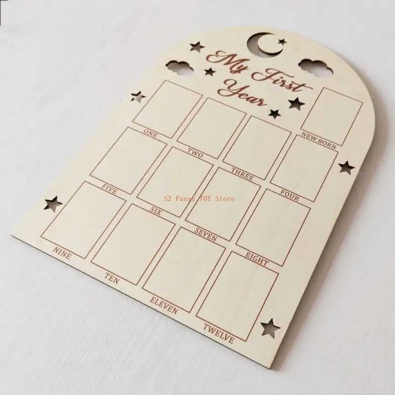 لوحة إطار الصورة 96GC لمدة 12 شهرًا، إطار صورة للسنة الأولى، زينة لعيد ميلاد الطفل، لوحة خشبية لعرض الصور #5