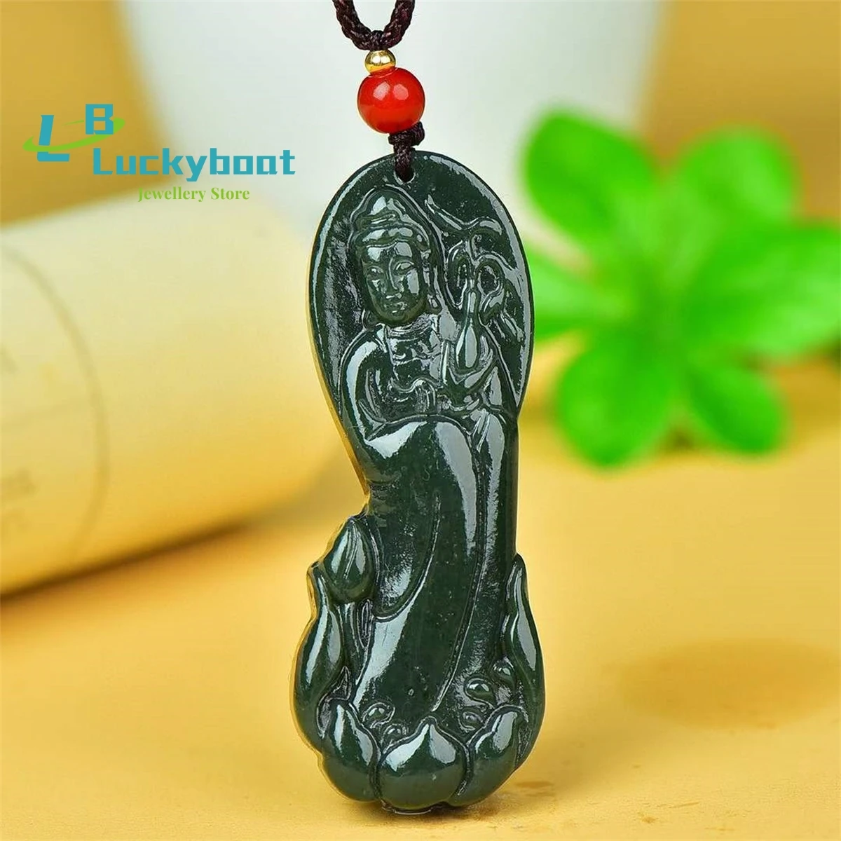 

Natural Hetian Qingyu Guanyin Pendant is Simple Personalized Fashionable Exquisite and Versatile for Men and Women