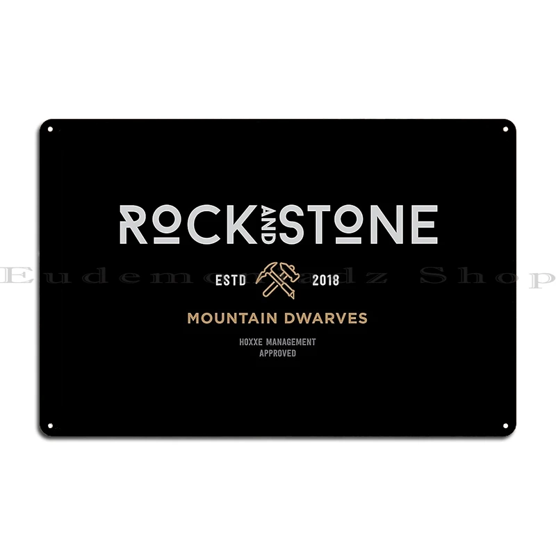 Deep Rock Galactic Rock And Stone White Metal Sign Wall Decor Printed Rusty Wall Decor Wall Cave Tin Sign Poster