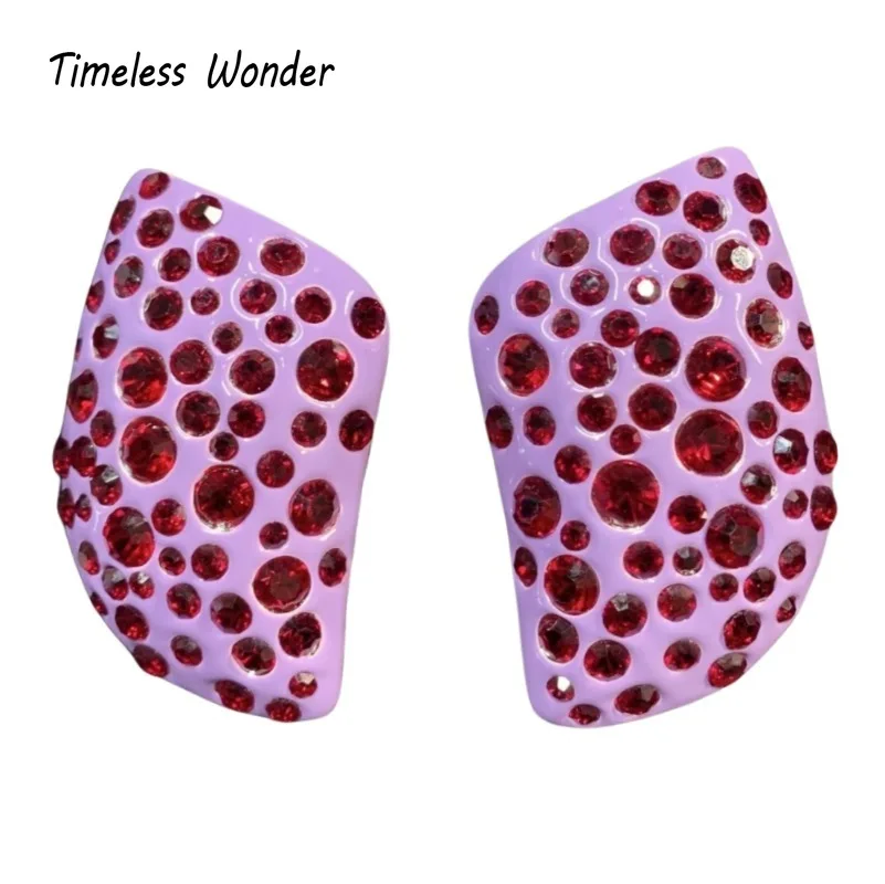 

Timeless Wonder Fancy Zircon Enamel Geo Stud Earrings for Women Designer Fine Jewelry Runway Rare Gift Trendy Retro Punk 5152
