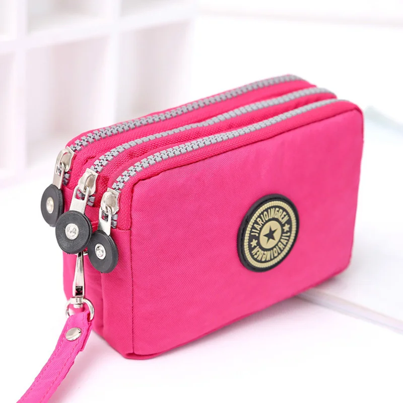 Coin Purse Women сумочка Mobile Phone Bag Fashion Small Wallet Card Holder Multifunction Three Zippers Mini Canvas Pouch Clutch