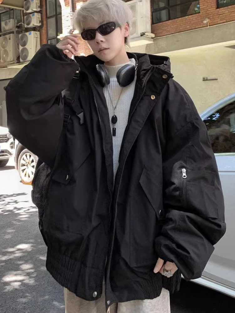 

Мужская хлопковая куртка Thiened Jaet, зимняя модная верхняя одежда, длинное пальто-стойка с капюшоном и застежкой-молнией в американском стиле