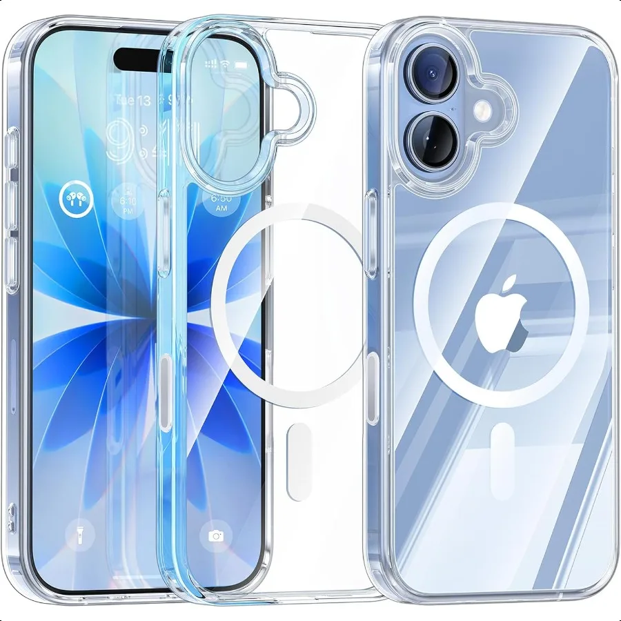 

Магнитный чехол Maledan для iPhone 17, кристально чистый, совместимый с Mag Safe 17, тонкий прозрачный противоударный чехол с управлением камерой P