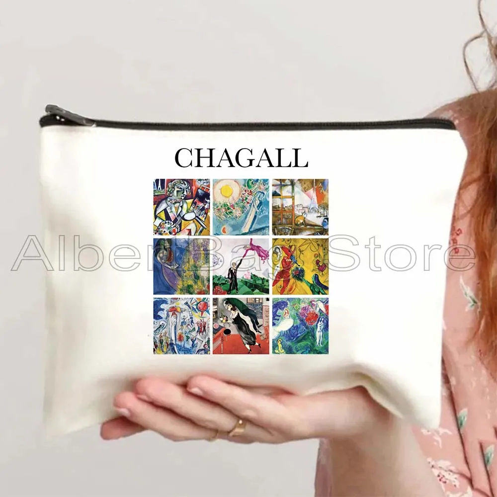 Monet Van Gogh Degas Klimt Renoir Chagall Hokusai Matisse Art Painting Collage Cute Cosmetic Makeup Toilet Bag Pencil Case Pouch