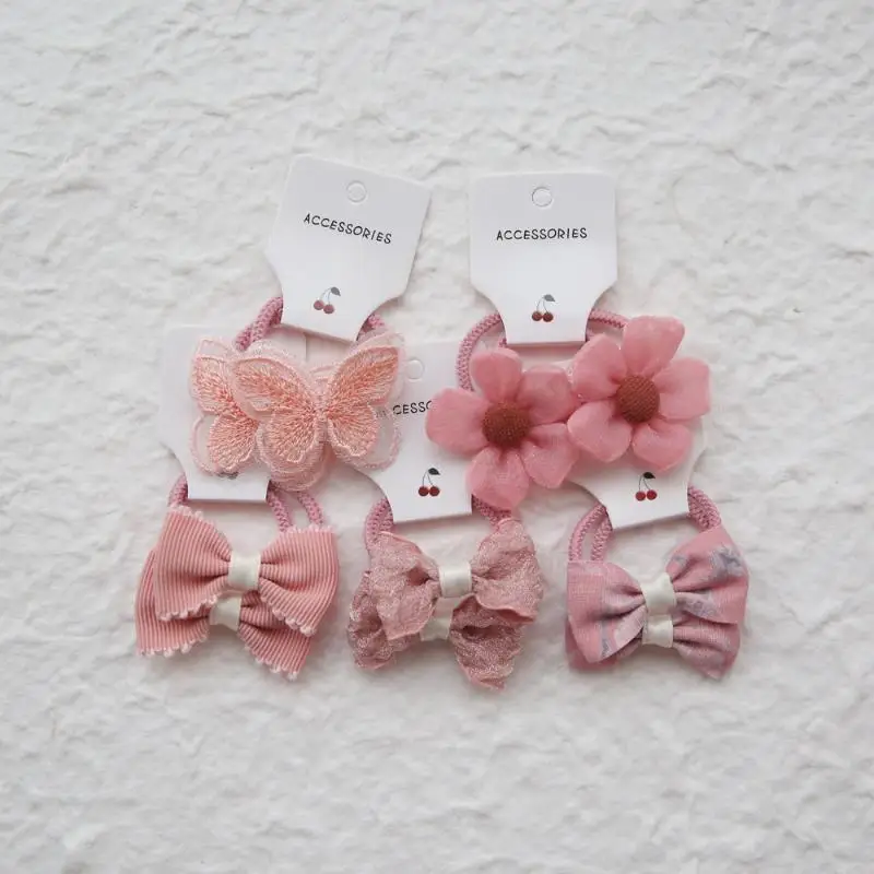 

10 шт. модные эластичные милые ленты ручной работы, детские аксессуары для волос с цветами, бант для волос, головные уборы, веревка, милые ленты для волос для девочек