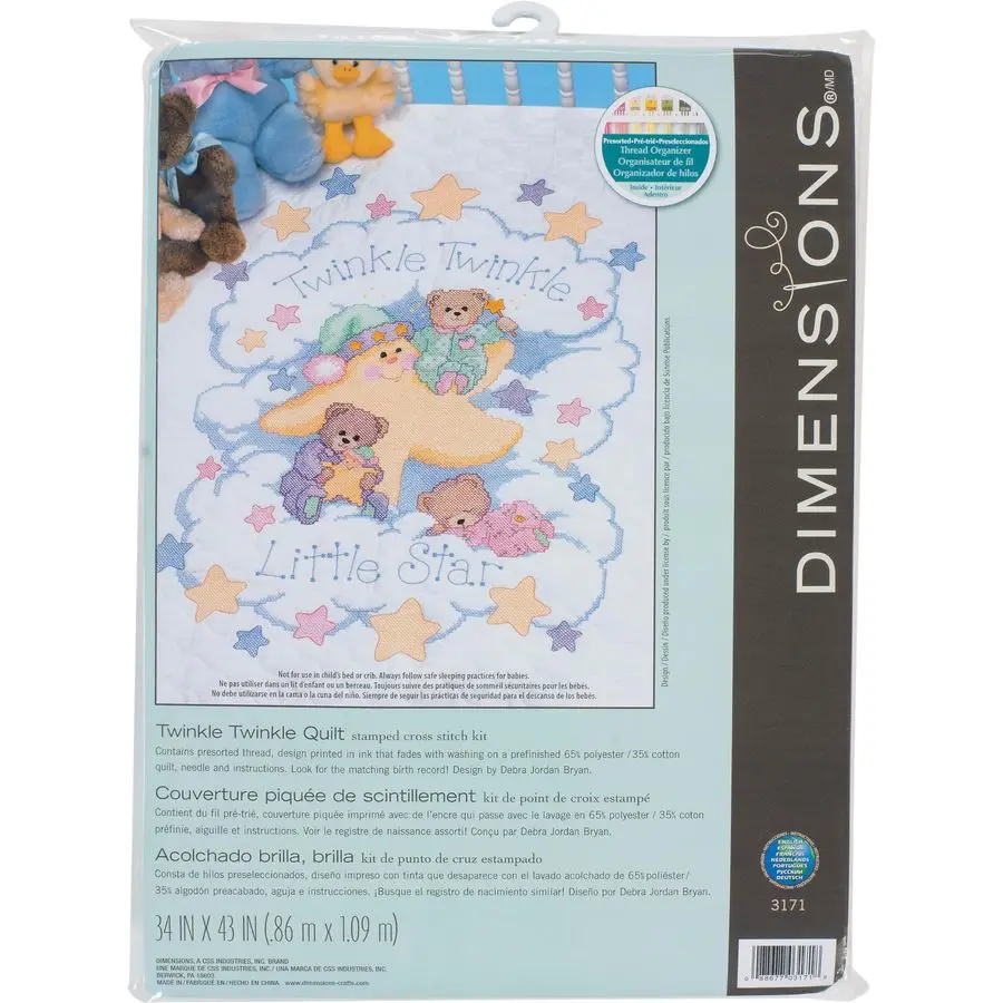 

3171 Twinkle Twinkle Twinkle Quilt Штампованный набор для вышивки крестом, 34 Ш x 43 В, белый