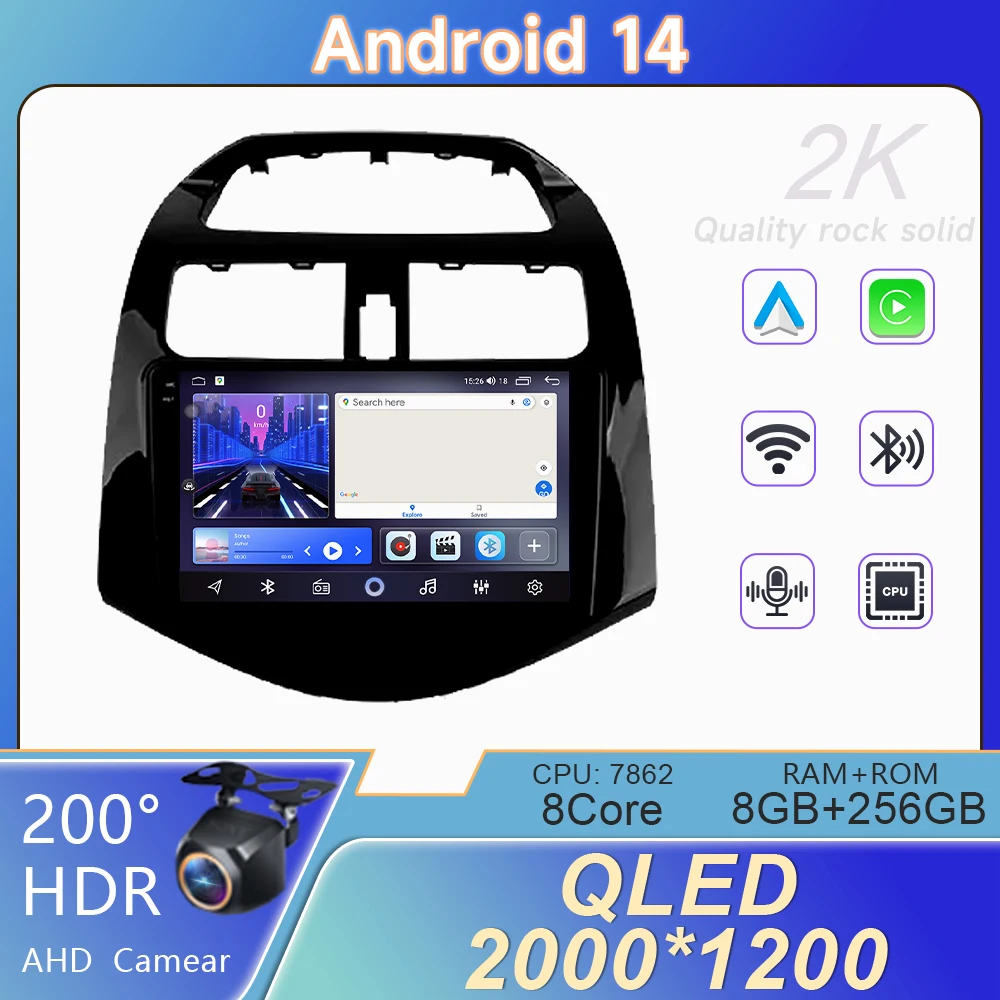 

Автомобильный радиоприемник для Chevrolet Spark M300 2009-2016 Мультимедийный плеер Android Auto Carplay Навигация GPS 5G WIFI без 2din 2 din DVD