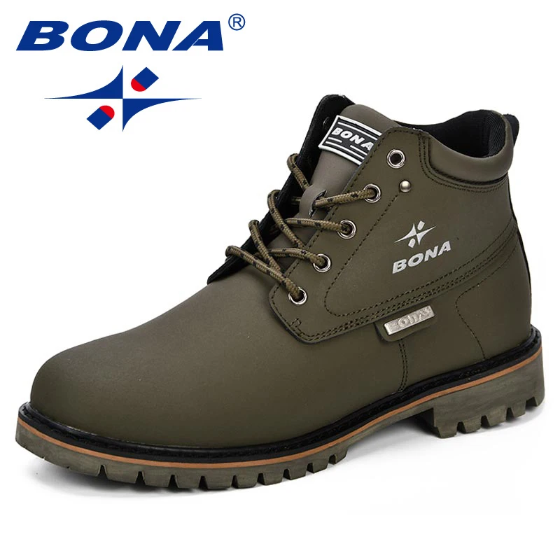 BONA Spring & Autumn Men Boots Split Leather Men Casual Fahsion Ankle Boots Outdoor Comfortable Men Leather Boots For Men Shoes