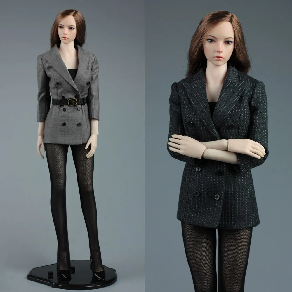 A015 1/6 Women Soldier Office Secretary Uniform Slim Business Suit Pantyhose Chest Wrap High Heel Shoes Fit 12'' Action Figure