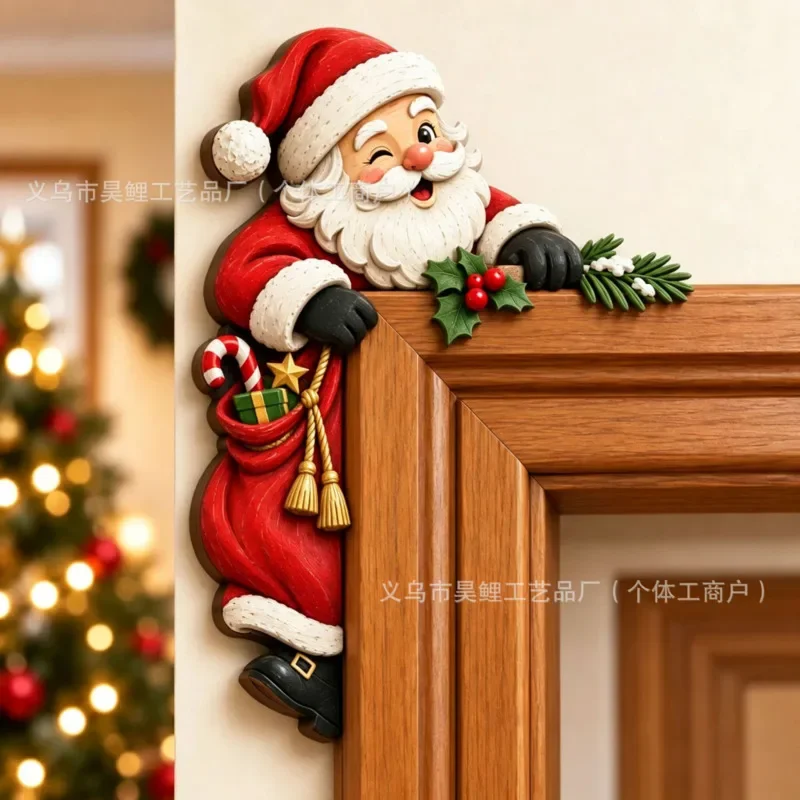 20cm Christmas Angel Figurine Door Frame Corner Decor Peekaboo Girl Wall Mantel Ornament Home Room Party Holiday Decoration