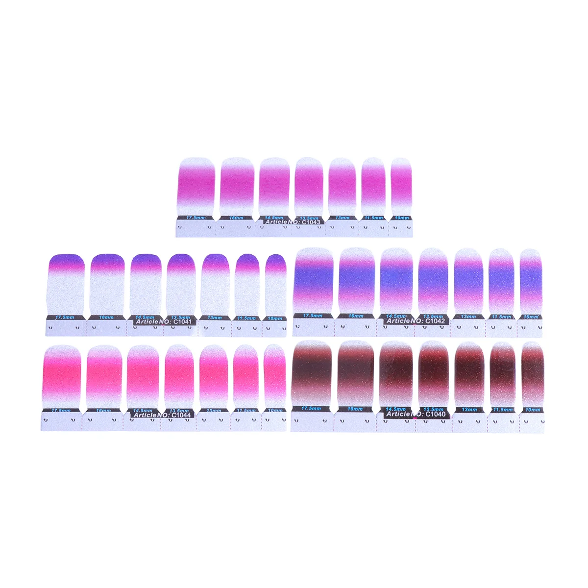 

5Sets Shimmer Gradient Nail Art Stickers Women's Nail Decals Creative Finger Design Fast DIY Stylish for Party Wedding Holiday