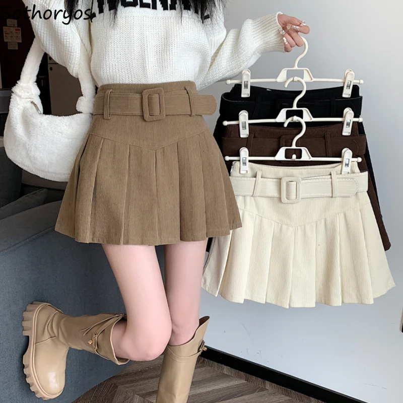 

Pleated Mini Skirts Women Fashion Corduroy Tender Y2k Girls All-match Japanese Style Personality College Vintage Casual Faldas