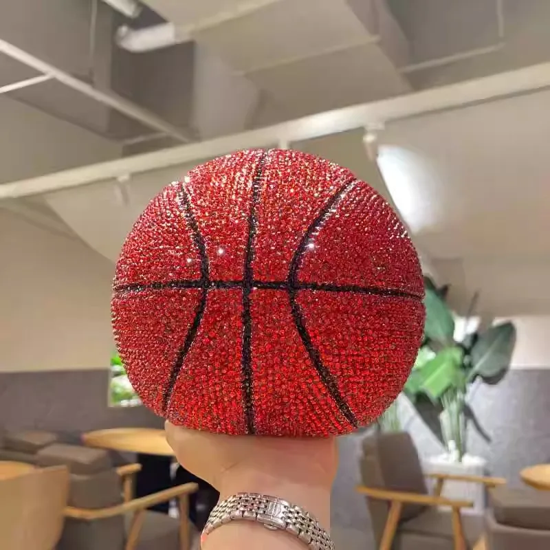 Handmade DIY Stunning Orange Rhinestone Sparkle Basketball Creative Putting Decorate Piggy Money Bank