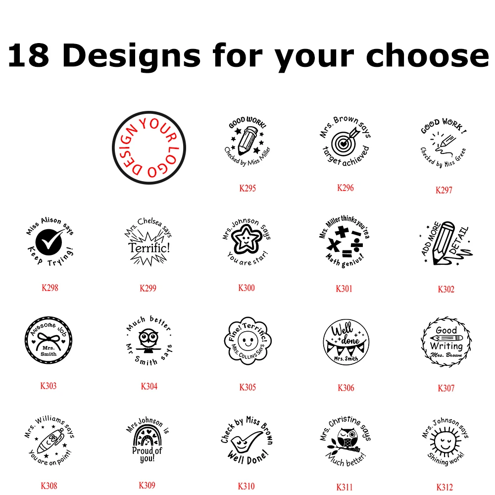 Personalized 25/30/40/50mm Logo Design Self-Inking Stamp Custom Comment Text Press-Type Inking Stamp for Schoool Office Supplies