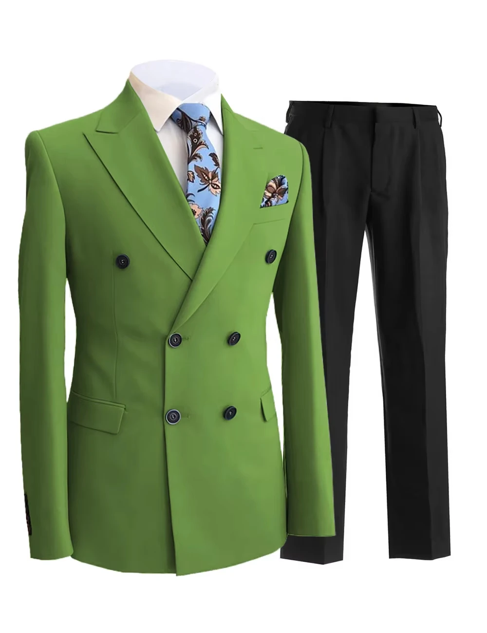 

2 Pieces Men's Suits Gentleman Double Breasted Peak Lapel Blazer Mens Suit Formal Jacket Pants For Wedding Groom Tuxedos