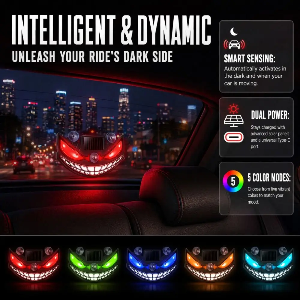 Blinking Moving Eyes Solar Demon Eye Light Suction Cup Installation Suction Cup Mount Anti-Rear-End Light Warning Flashing