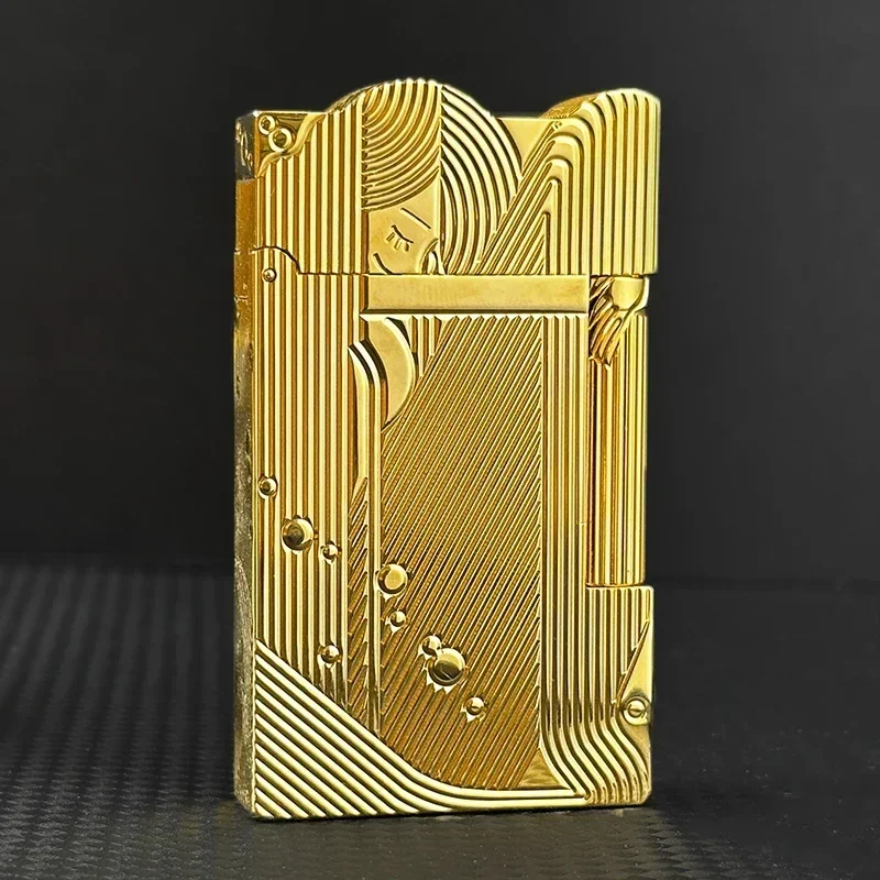 Gold Sleep Mermaid Pattern Vintage Lighter Cigarette Smoking Kerosene Lighters Classic Sound Metal Lighters Men 's Gift